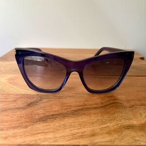 YSL Yves Saint Laurent Blue Cat Eye Designer Women’s Sunglasses w Case